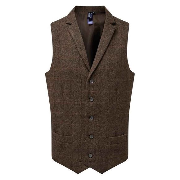 Premier Mens Herringbone Vest / Brown